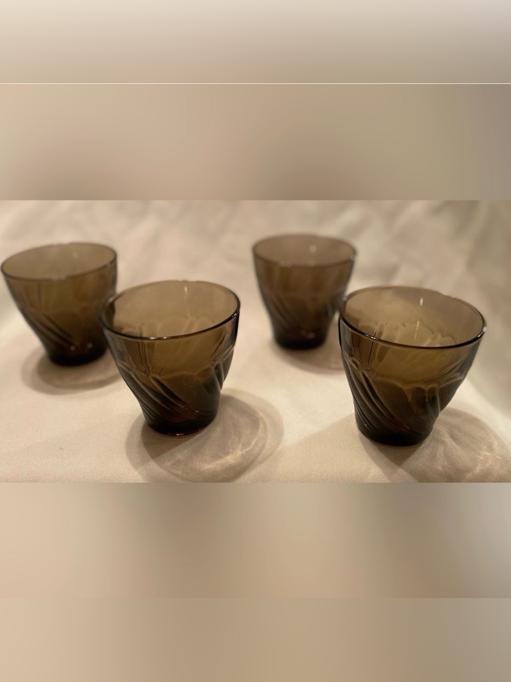 Vereco France Small Smoke Swirl Juice Glasses 3" Set of 4 1970's Vintage